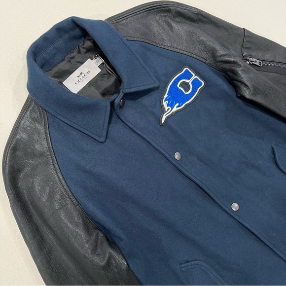 BNWT RRP 695$ COACH WOOL GOAT LEATHER VARSITY JACKET MENS SIZE M F24299 - Picture 4 of 13